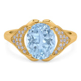 Oval Natural Stone Cluster Wedding Ring
