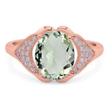 Oval Natural Stone Cluster Wedding Ring
