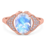 Oval Natural Stone Cluster Wedding Ring