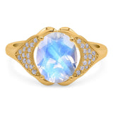 Oval Natural Stone Cluster Wedding Ring