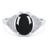 Oval Natural Stone Cluster Wedding Ring