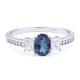 Art Deco Oval Natural Stone Trio Ring
