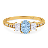 Art Deco Oval Natural Stone Trio Ring