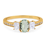 Art Deco Oval Natural Stone Trio Ring