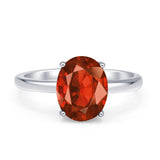 Solitaire Engagement Ring Oval Simulated Cubic Zirconia 925 Sterling Silver