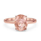 Solitaire Engagement Ring Oval Simulated Cubic Zirconia 925 Sterling Silver