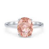 Solitaire Engagement Ring Oval Simulated Cubic Zirconia 925 Sterling Silver