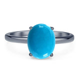 Art Deco Oval Natural Stone Solitaire Ring