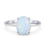 Solitaire Engagement Ring Oval Simulated Cubic Zirconia 925 Sterling Silver