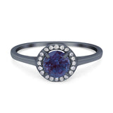 Art Deco Round Natural Stone Wedding Ring