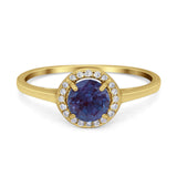 Art Deco Round Natural Stone Wedding Ring