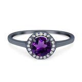 Art Deco Round Natural Stone Wedding Ring