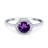 Art Deco Round Natural Stone Wedding Ring