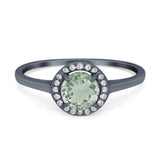 Art Deco Round Natural Stone Wedding Ring