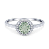 Art Deco Round Natural Stone Wedding Ring