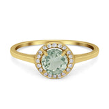 Art Deco Round Natural Stone Wedding Ring