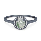 Art Deco Round Natural Stone Wedding Ring