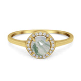 Art Deco Round Natural Stone Wedding Ring