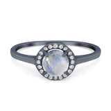 Art Deco Round Natural Stone Wedding Ring
