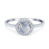 Art Deco Round Natural Stone Wedding Ring