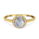 Art Deco Round Natural Stone Wedding Ring