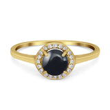 Art Deco Round Natural Stone Wedding Ring