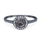 Art Deco Round Natural Stone Wedding Ring