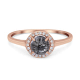 Art Deco Round Natural Stone Wedding Ring