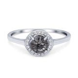 Art Deco Round Natural Stone Wedding Ring