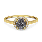 Art Deco Round Natural Stone Wedding Ring