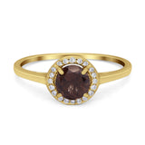 Art Deco Round Natural Stone Wedding Ring