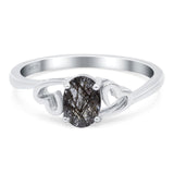 Minimalist Oval Natural Stone Solitaire Ring