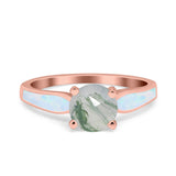 Round Natural Stone Solitaire Ring