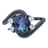 Oval Natural Stone Art Deco Ring