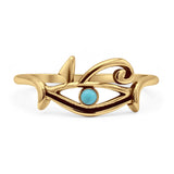 Round Turquoise Vintage Eye Of Horus Ring Oxidized 925 Sterling Silver