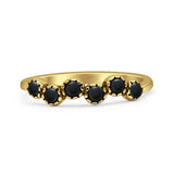 Two Stone 4mm Half Eternity Black Onyx Band Oxidized Ring 925 Sterling Silver