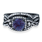 Round Natural Stone Three Piece Ring