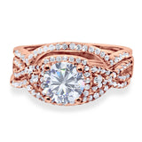 Round Natural Stone Three Piece Ring