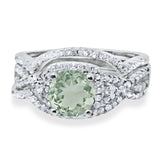 Round Natural Stone Three Piece Ring