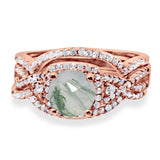 Round Natural Stone Three Piece Ring