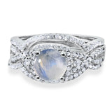 Round Natural Stone Three Piece Ring