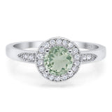 Round Natural Stone Engagement Ring