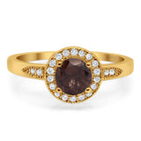Round Natural Stone Engagement Ring