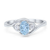 Art Deco Oval Natural Stone Three Stone Ring