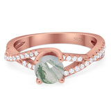 Art Deco Round Natural Stone Twisted Ring