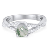 Art Deco Round Natural Stone Twisted Ring