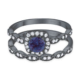 Two Piece Round Natural Stone Bridal Ring