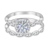 Two Piece Round Moissanite Bridal Set Ring 925 Sterling Silver