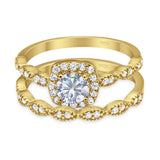 Two Piece Round Natural Stone Bridal Ring