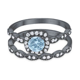 Two Piece Round Natural Stone Bridal Ring
